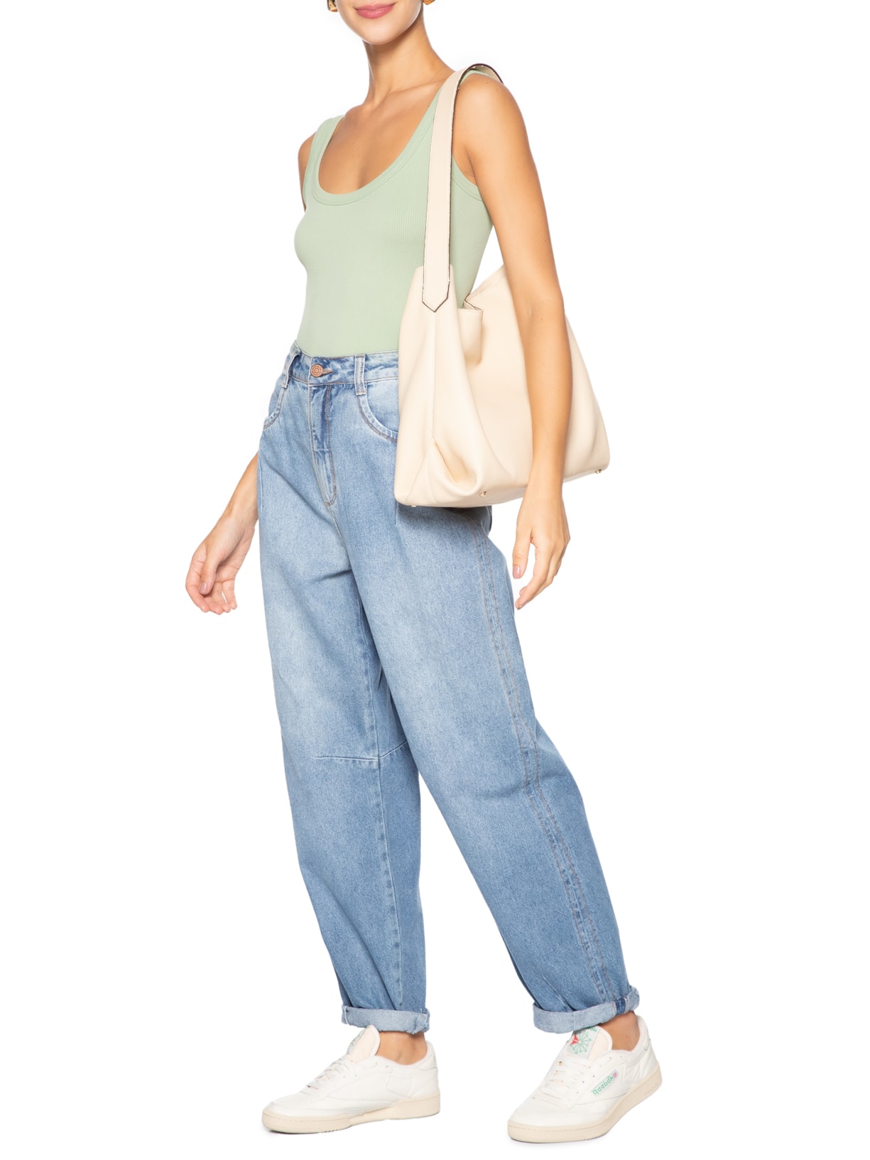 Regata Feminina Poliamida Canelada Decote em U Verde Basiq