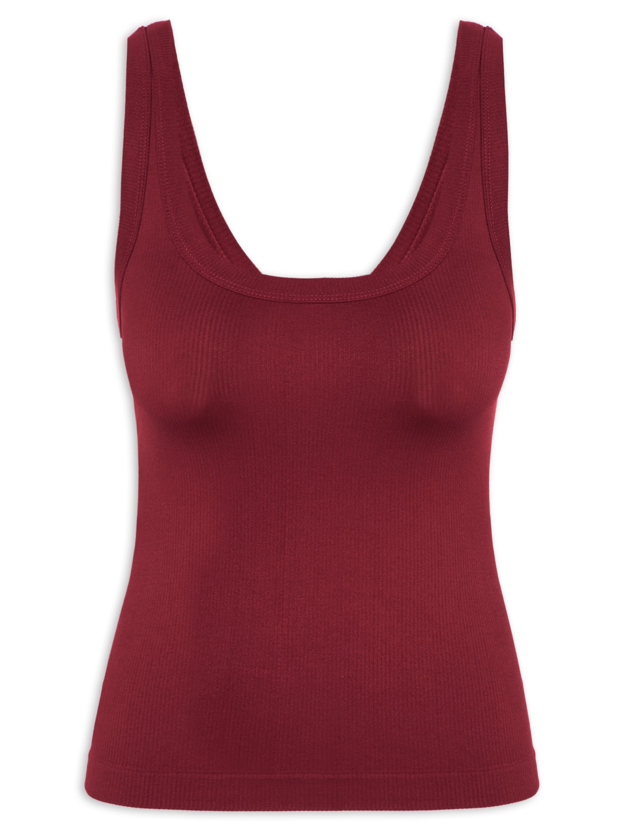 Regata Feminina Poliamida Canelada Decote em U Vermelho Basiq