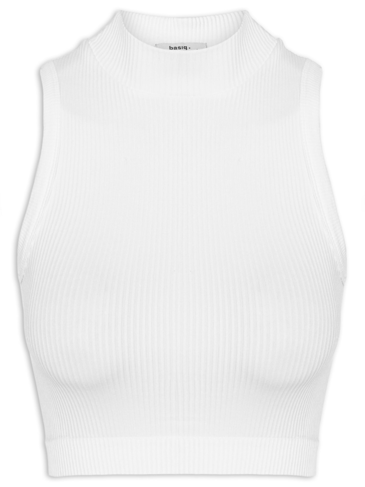 Regata Feminina Poliamida Canelada Gola Branco Basiq