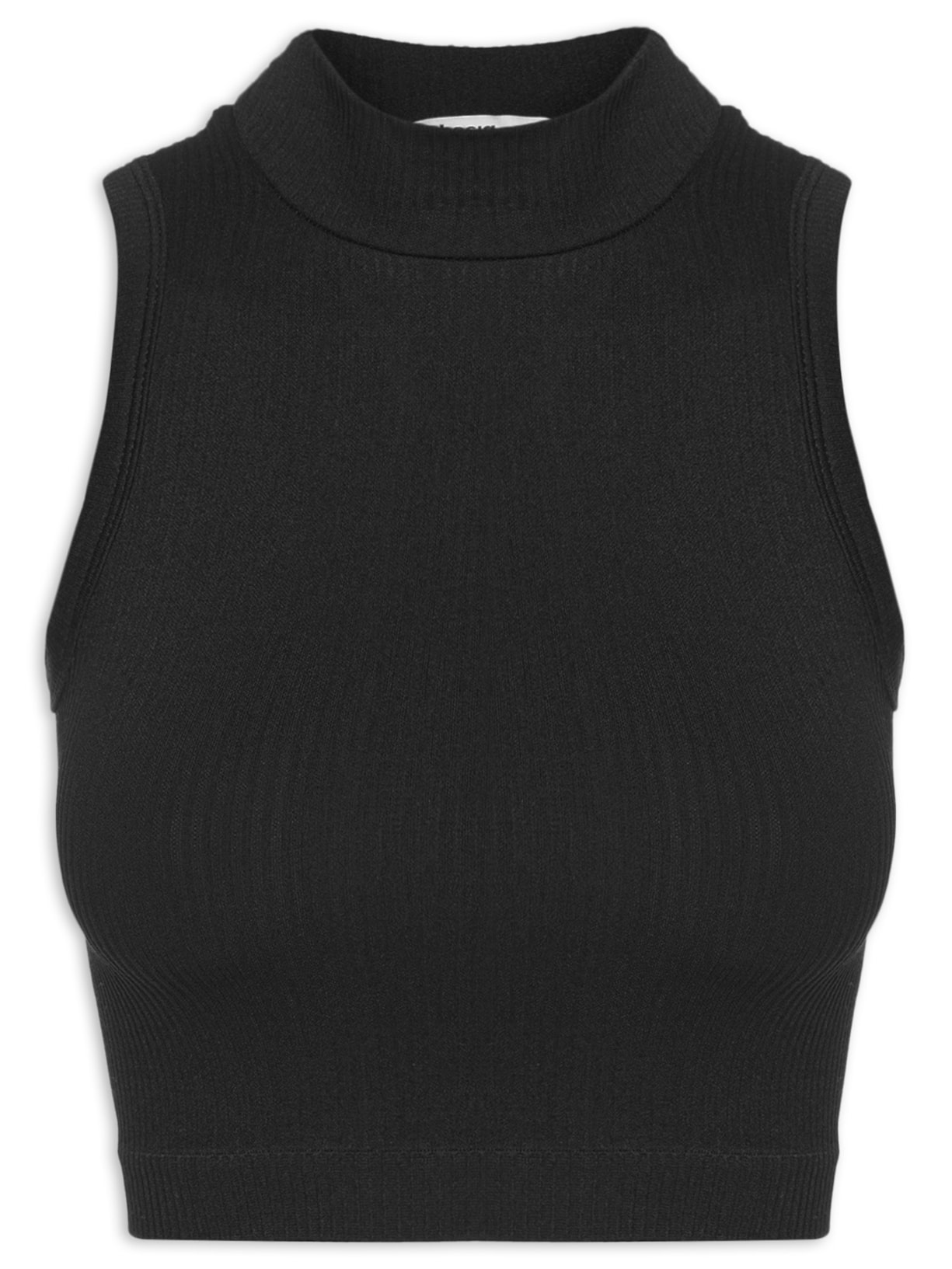 Regata Feminina Poliamida Canelada Gola - Preto