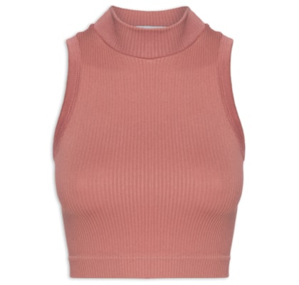 Regata Feminina Poliamida Canelada Gola - Rosa