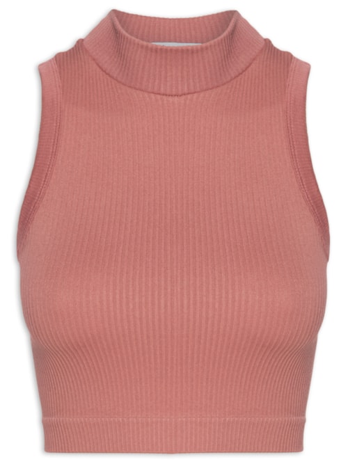 Regata Feminina Poliamida Canelada Gola - Rosa