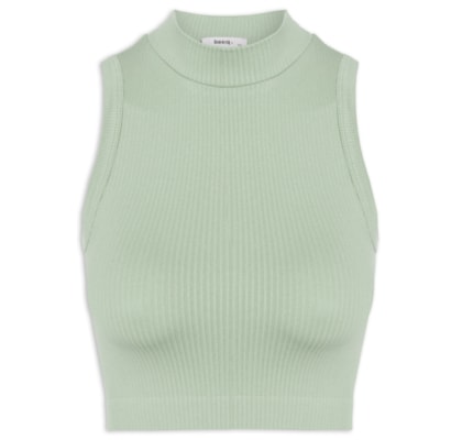 Regata Feminina Poliamida Canelada Gola - Verde