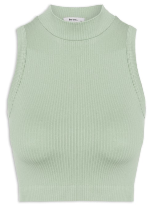 Regata Feminina Poliamida Canelada Gola - Verde
