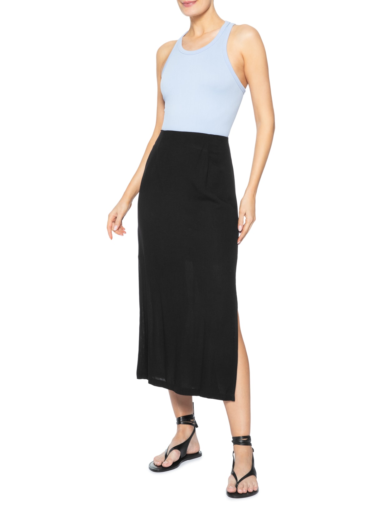 Regata Feminina Poliamida Canelada Nadadora Azul Basiq