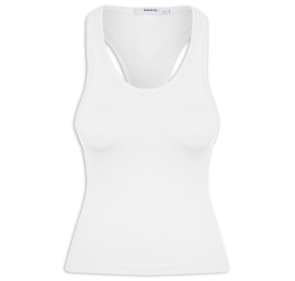 Regata Feminina Poliamida Canelada Nadadora - Branco