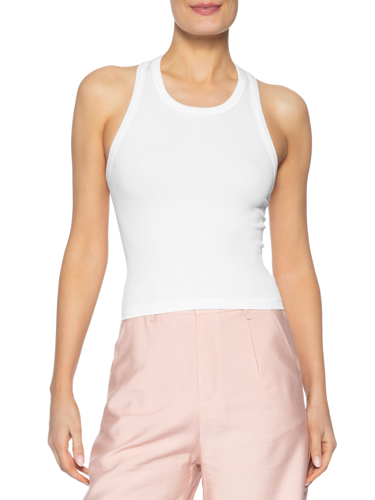 Regata Feminina Poliamida Canelada Nadadora Branco Basiq