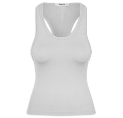 Regata Feminina Poliamida Canelada Nadadora - Cinza