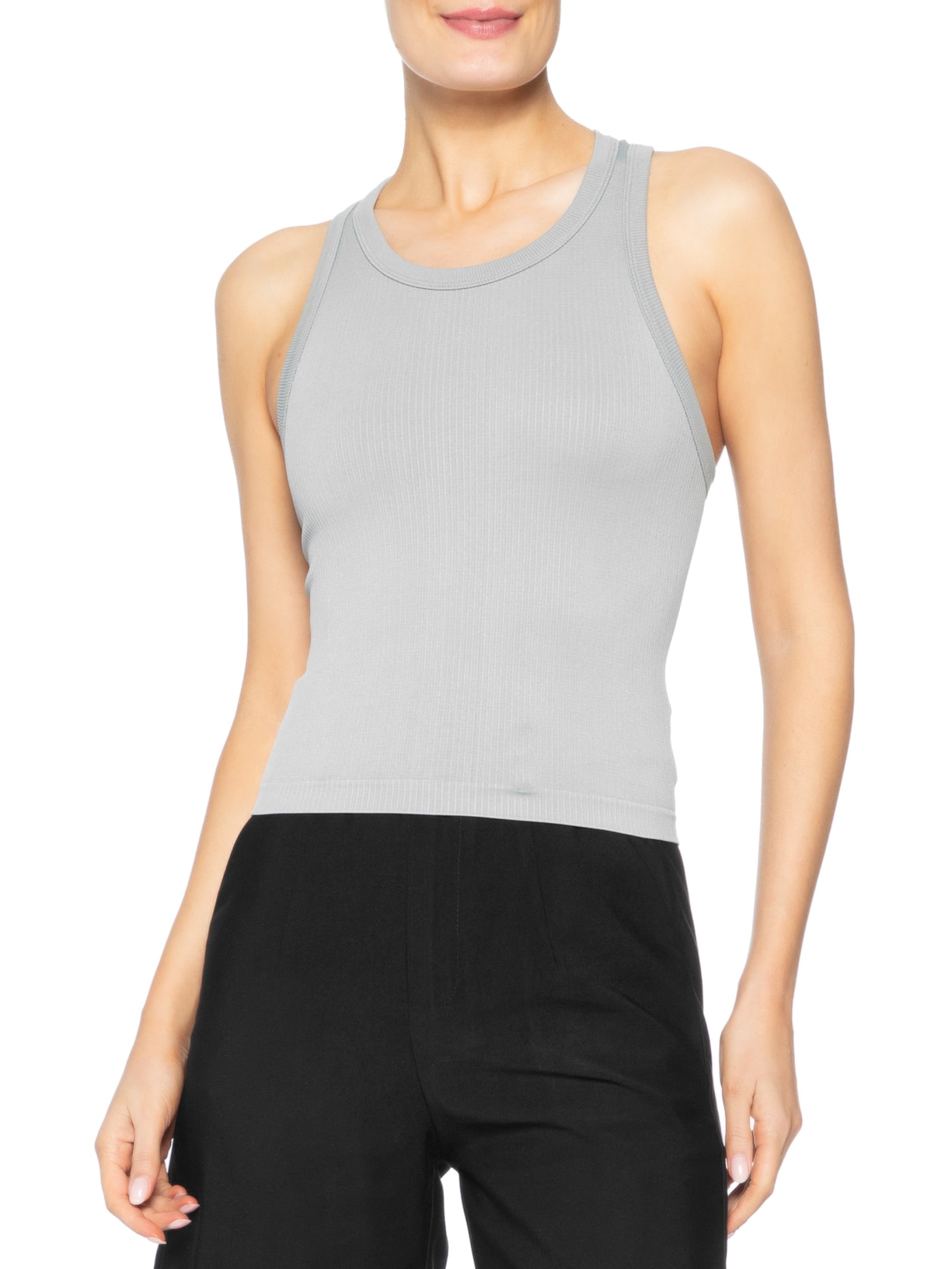 Regata Feminina Poliamida Canelada Nadadora Cinza Basiq