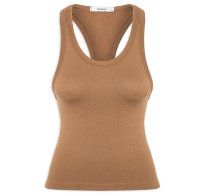 Regata Feminina Poliamida Canelada Nadadora - Marrom