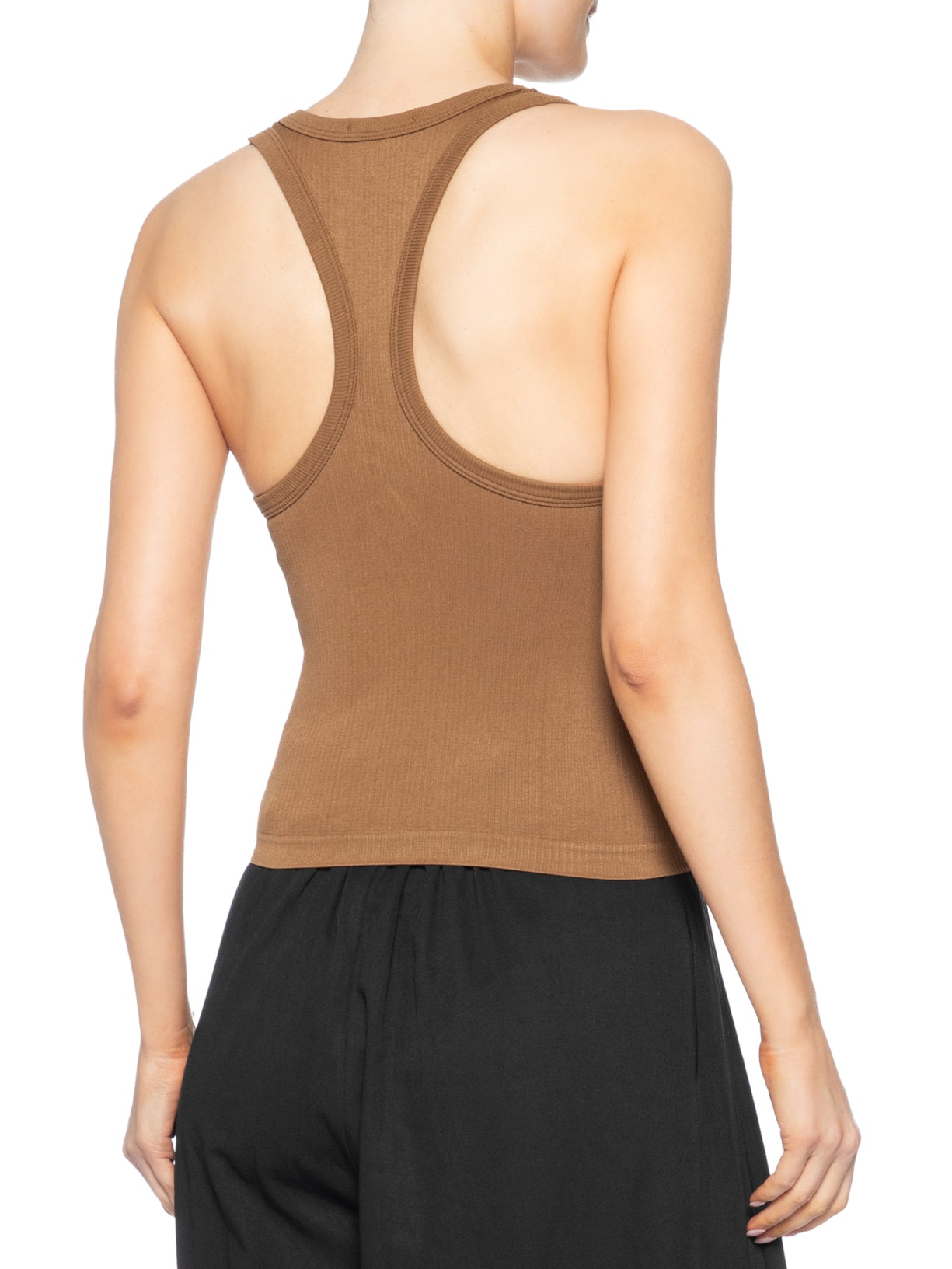 Regata Feminina Poliamida Canelada Nadadora Marrom Basiq