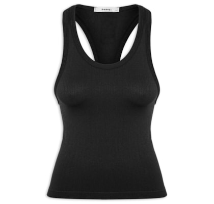Regata Feminina Poliamida Canelada Nadadora - Preto