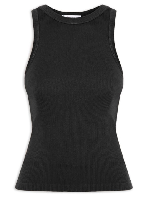 Regata Feminina Poliamida Canelada - Preto