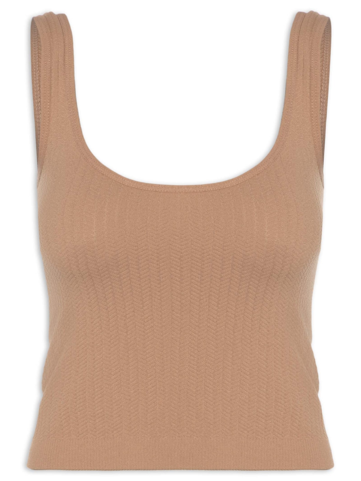 Regata Feminina Poliamida Decote Em U Marrom Basiq