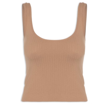 Regata Feminina Poliamida Decote Em U - Marrom