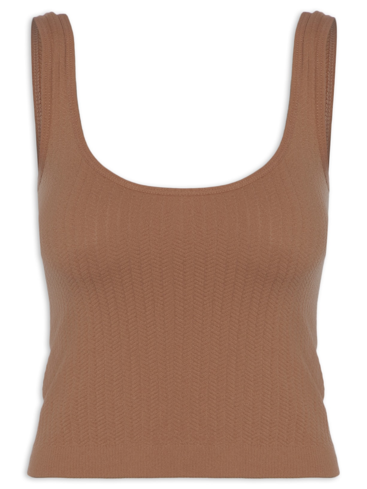 Regata Feminina Poliamida Decote Em U - Marrom