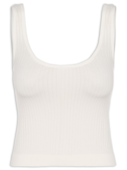 Regata Feminina Poliamida Decote Em U - Off White