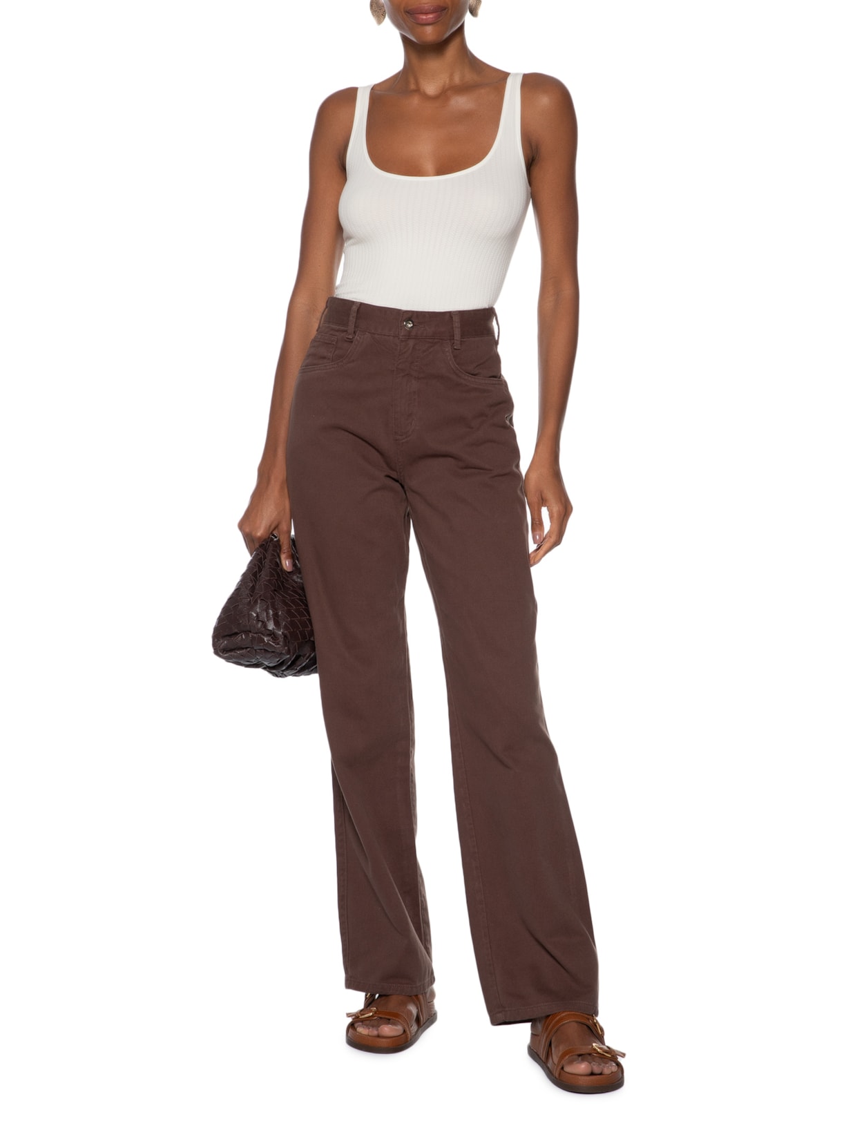 Regata Feminina Poliamida Decote Em U Off White Basiq