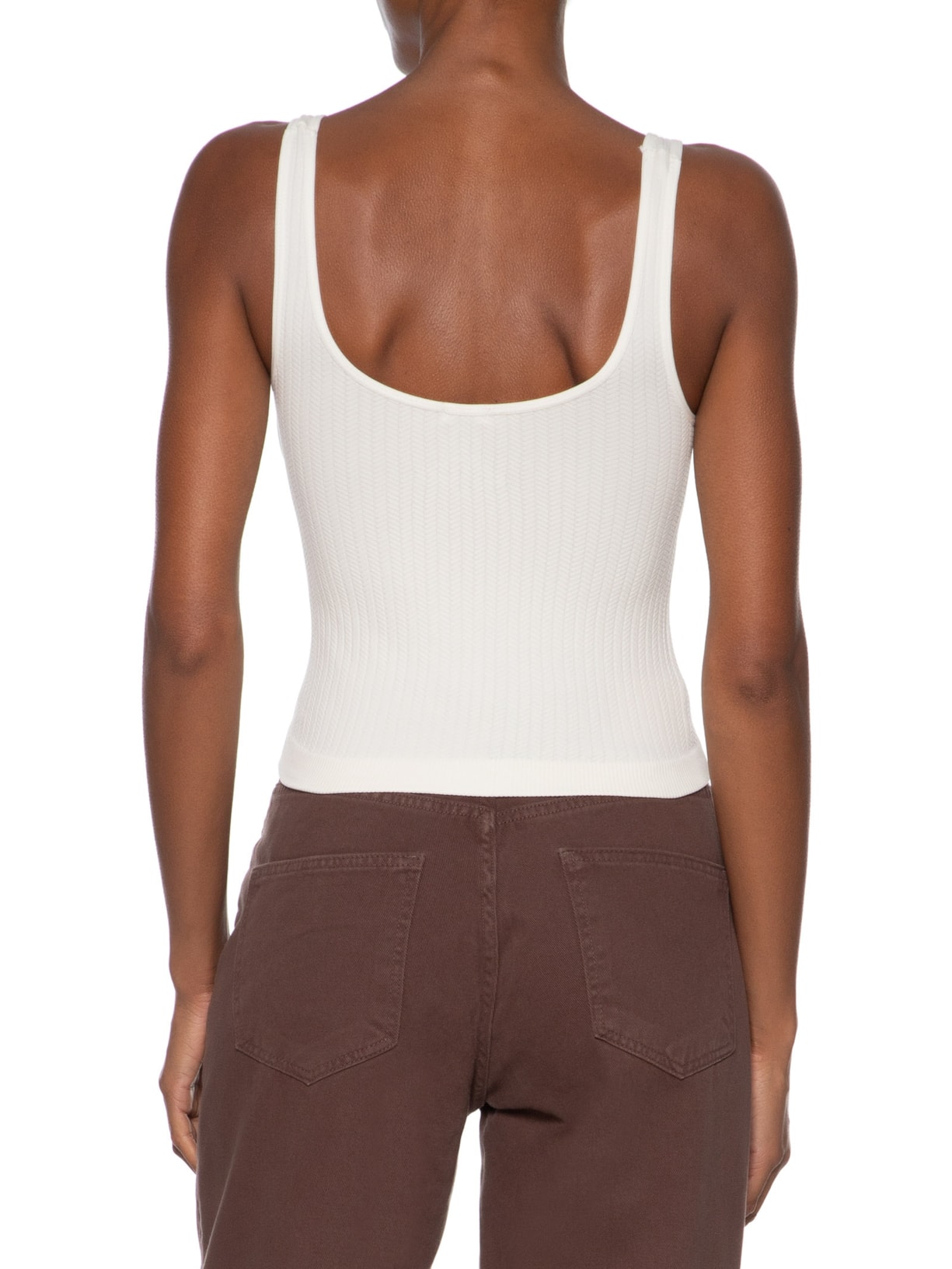 Regata Feminina Poliamida Decote Em U Off White Basiq