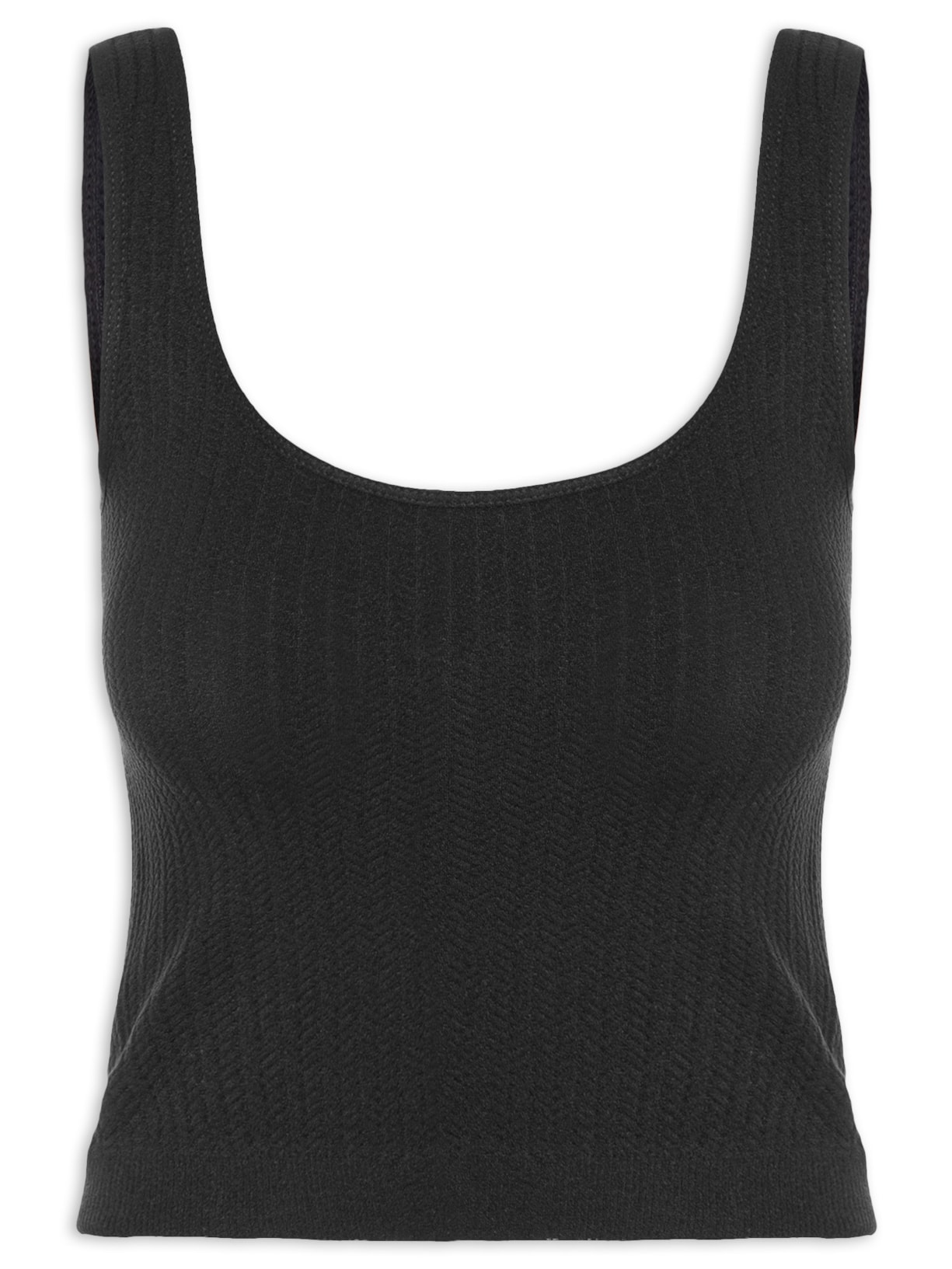 Regata Feminina Poliamida Decote Em U - Preto