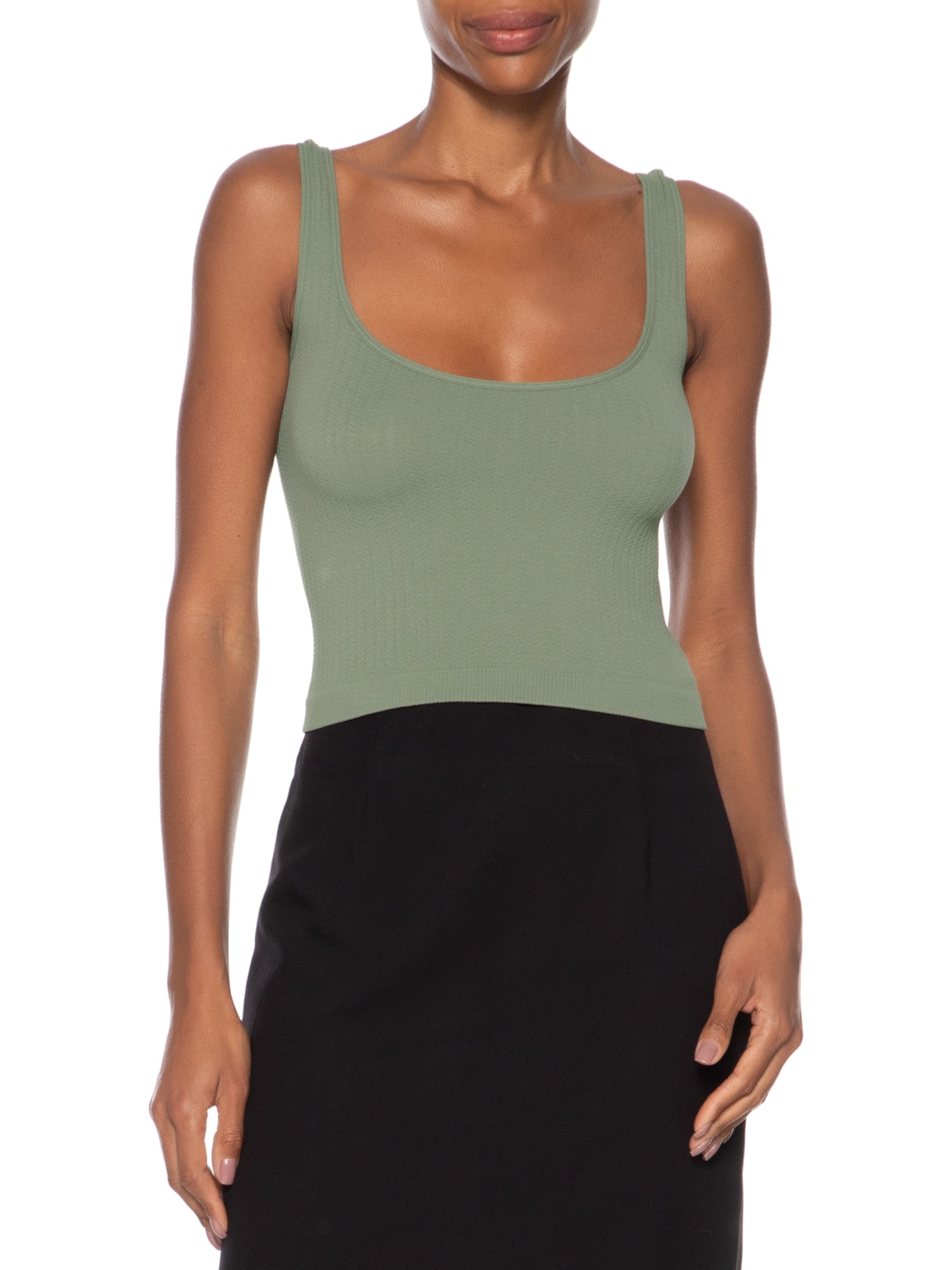 Regata Feminina Poliamida Decote Em U Verde Basiq