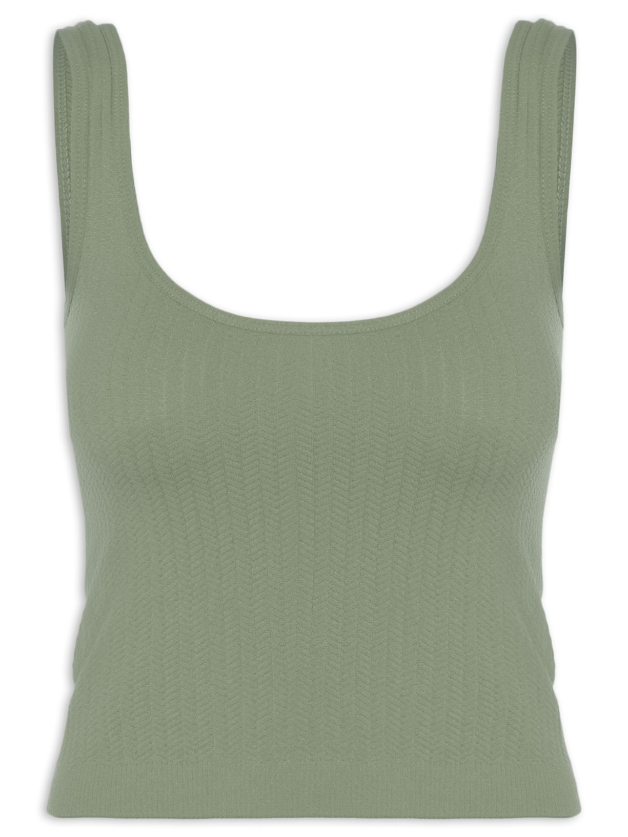 Regata Feminina Poliamida Decote Em U Verde Basiq