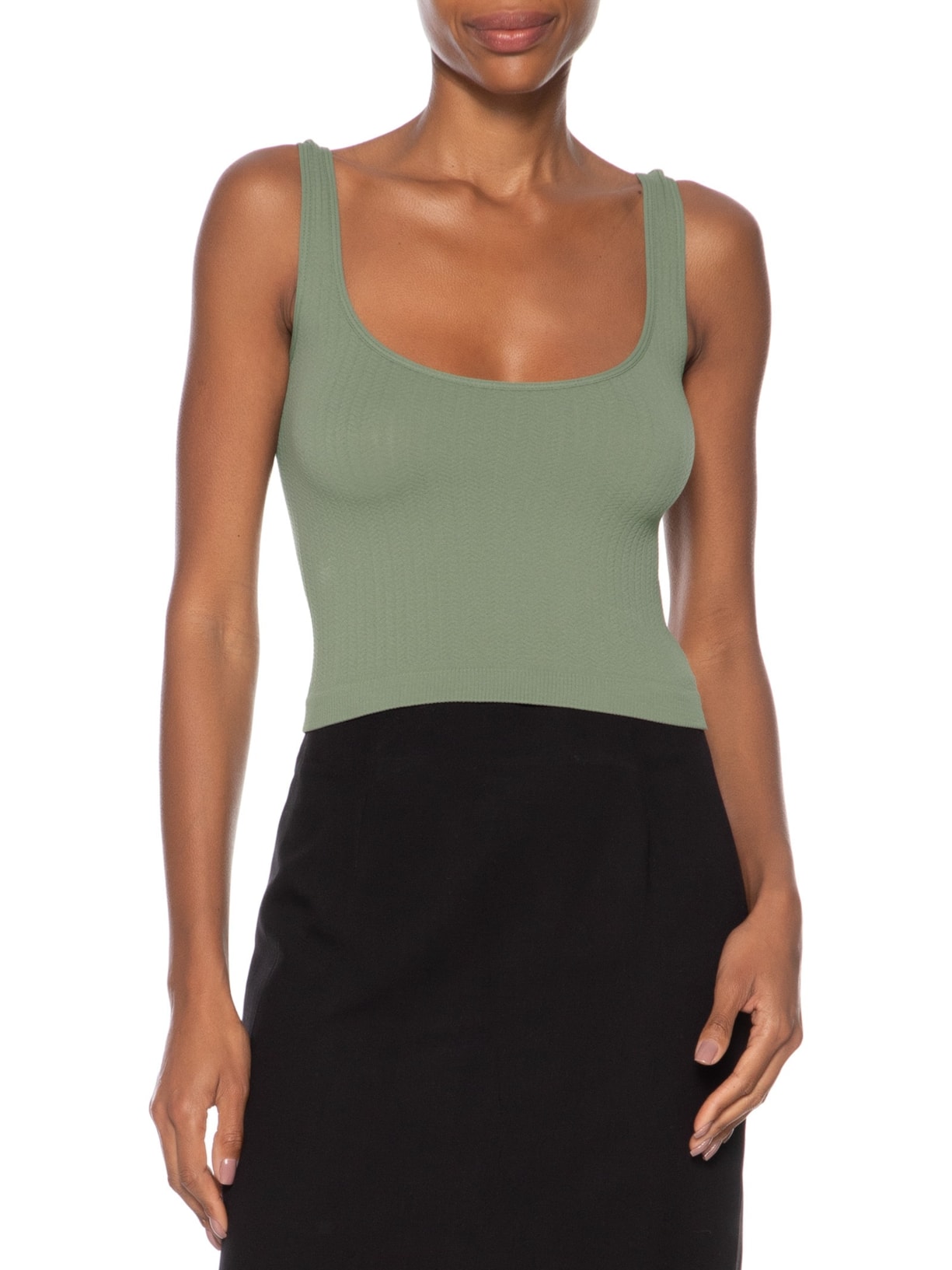 Regata Feminina Poliamida Decote Em U Verde Basiq