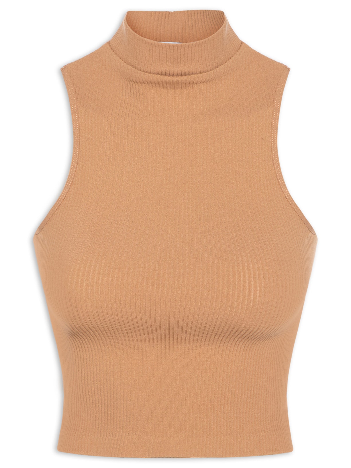 Regata Feminina Poliamida Gola Alta Bege Basiq