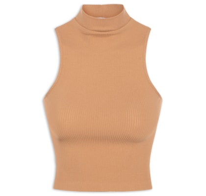 Regata Feminina Poliamida Gola Alta - Bege