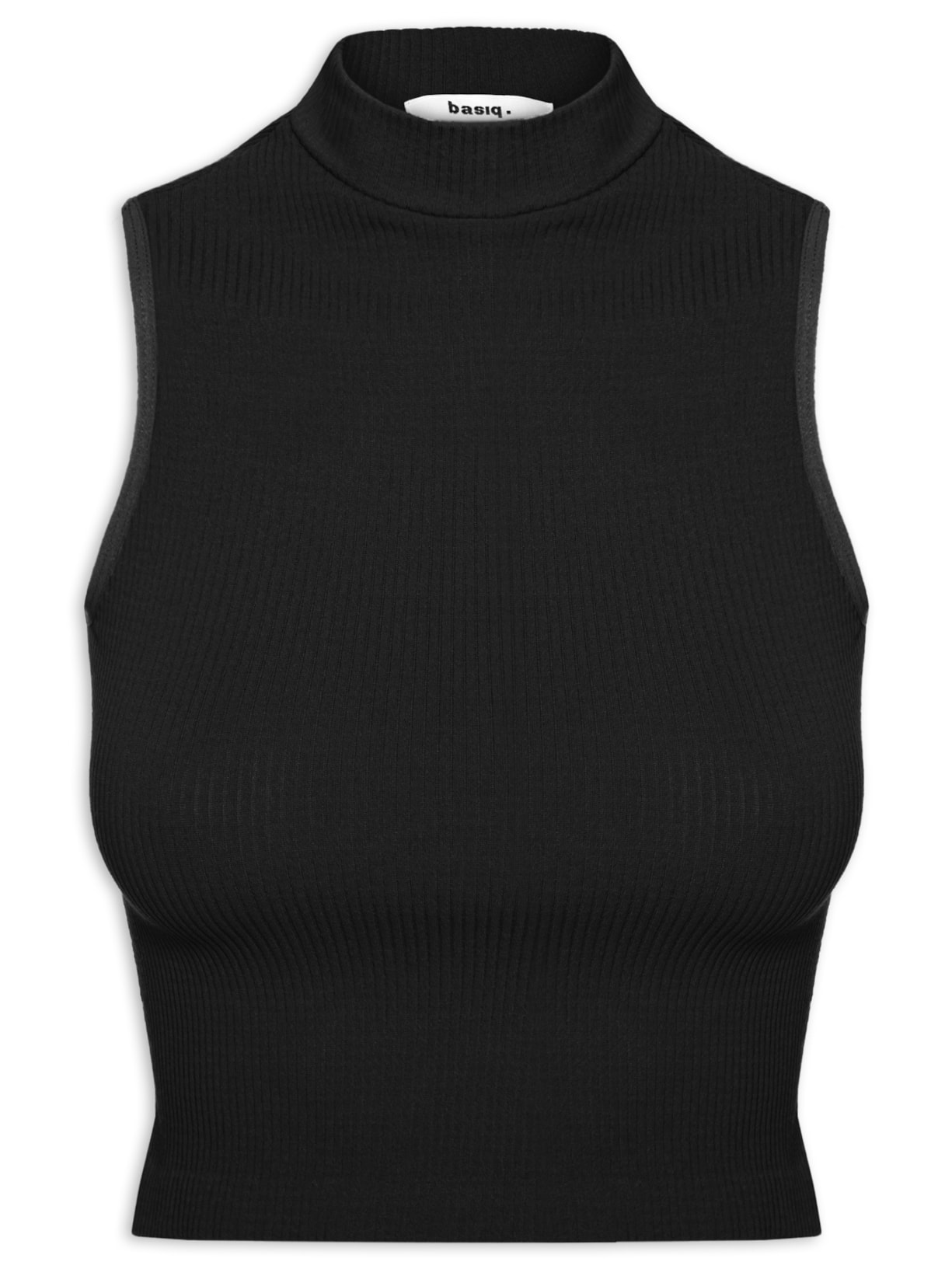 Regata Feminina Poliamida Gola Alta Preto Basiq