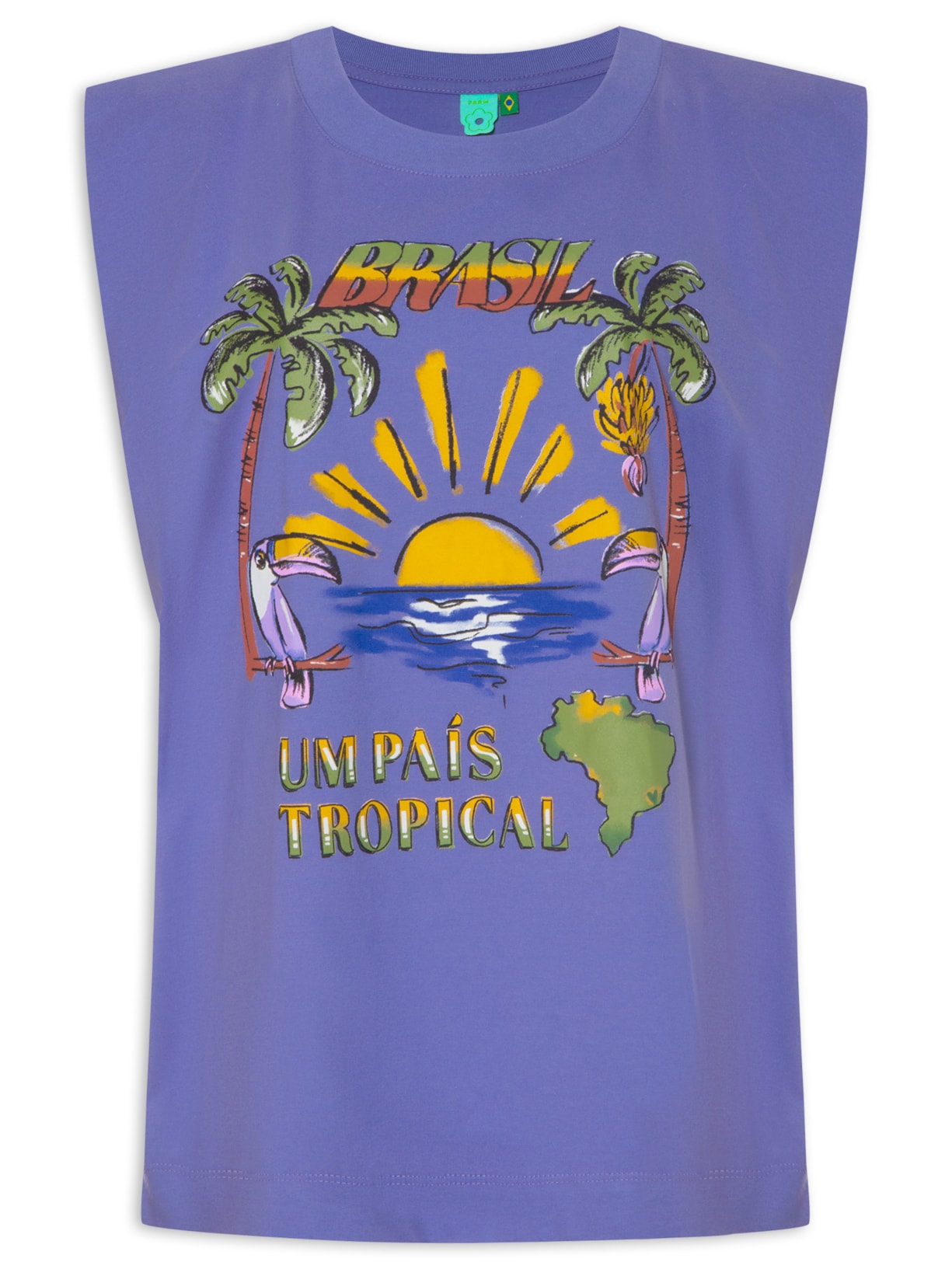 Regata Feminina Quadrada Brasil Tropical Roxo Farm