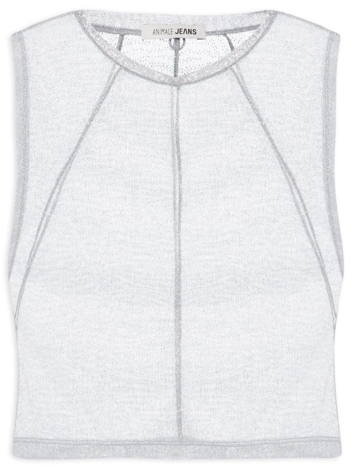 Regata Feminina Recortes Tule Lurex - Prata