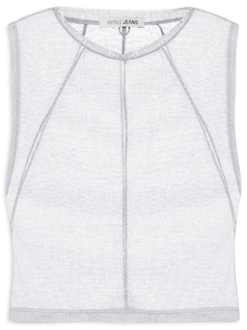 Regata Feminina Recortes Tule Lurex - Prata