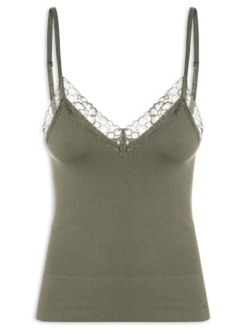 Regata Feminina Renda Alongada - Verde