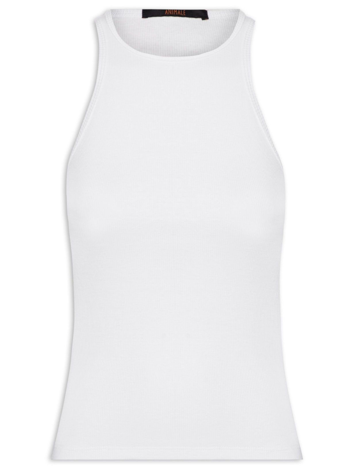 Regata Feminina Rib Basic Decote Alto - Off White