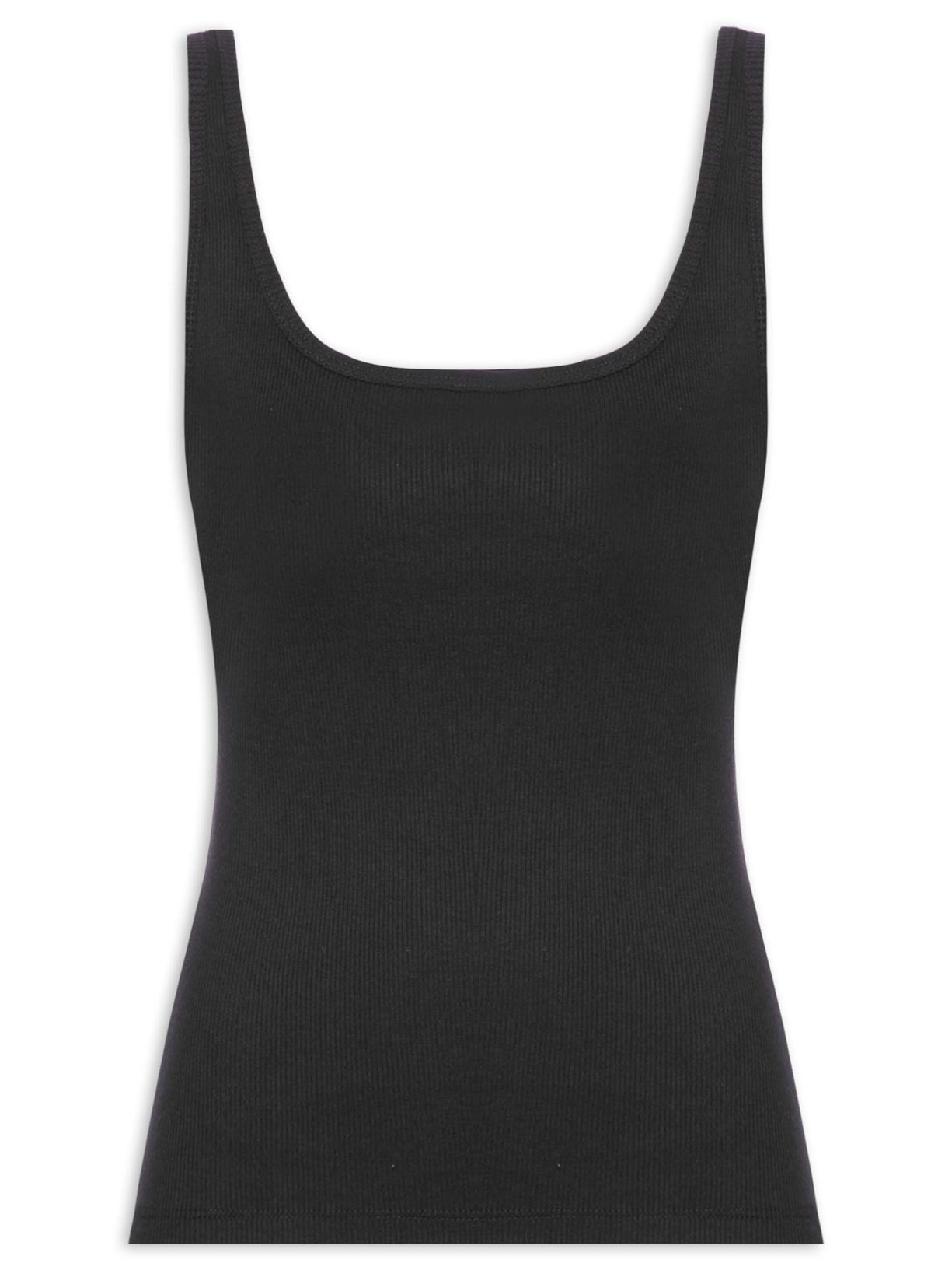 Regata Feminina Rib Basic Decote U - Preto