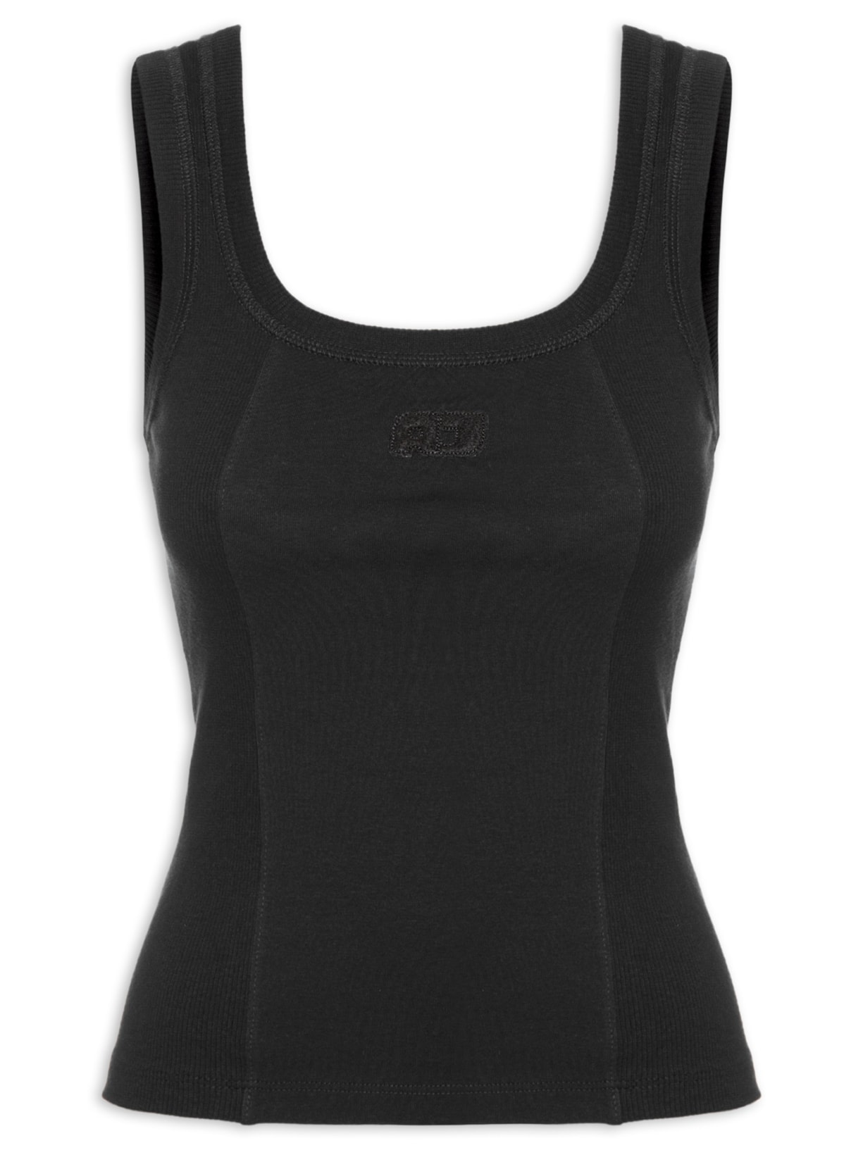  Regata Feminina Rib Basic Patch Preto Animale Jeans