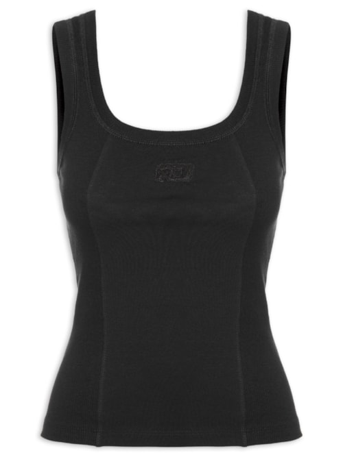 Regata Feminina Rib Basic Patch - Preto