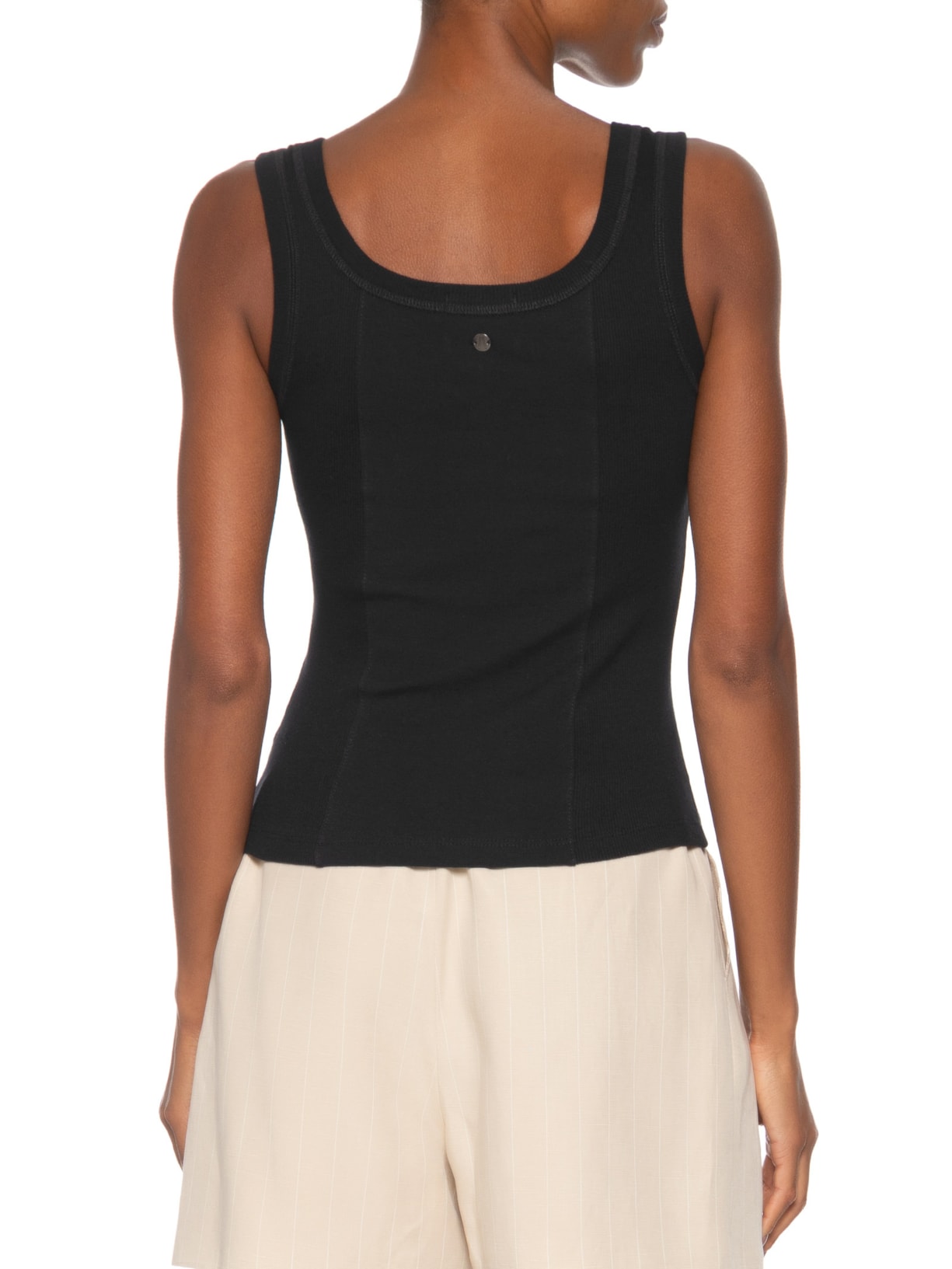  Regata Feminina Rib Basic Patch Preto Animale Jeans