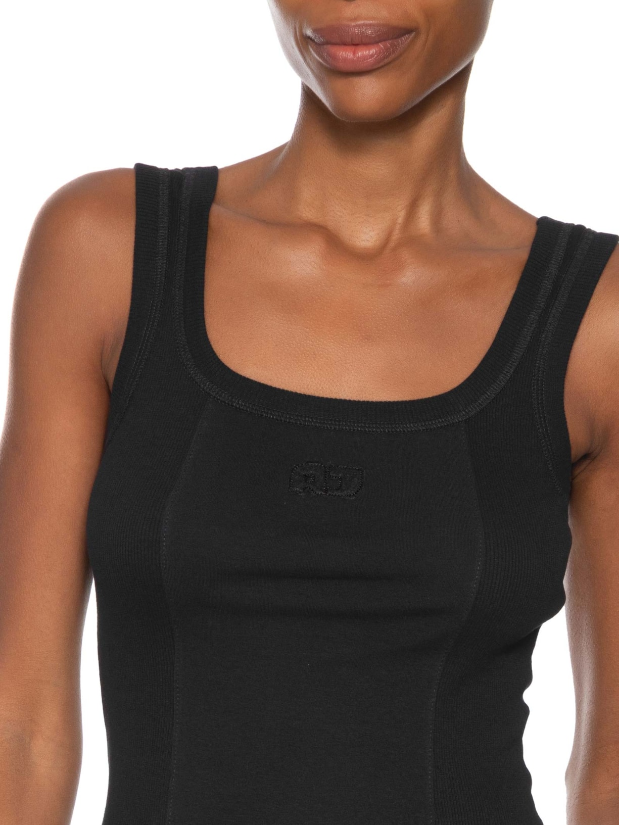  Regata Feminina Rib Basic Patch Preto Animale Jeans