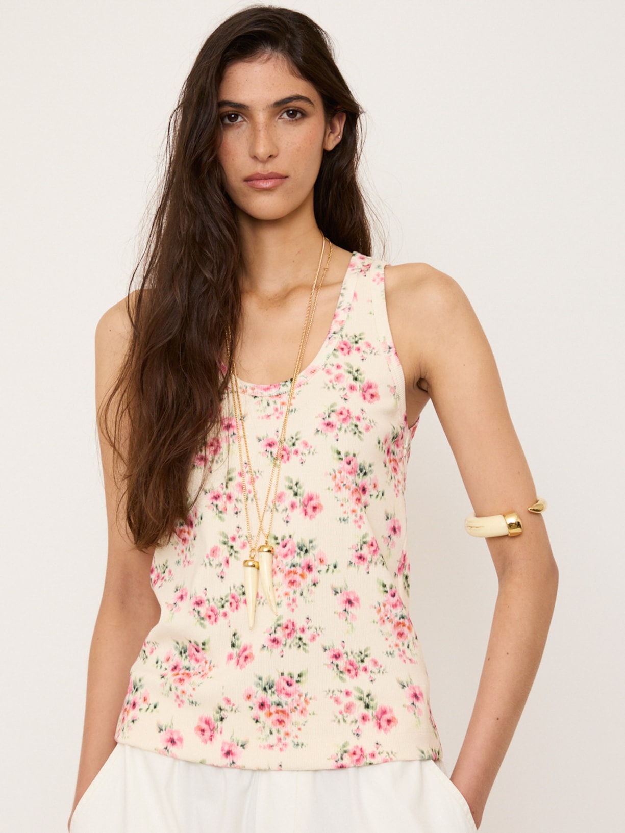 Regata Feminina Rib Blush Garden V27 Rosa Mixed