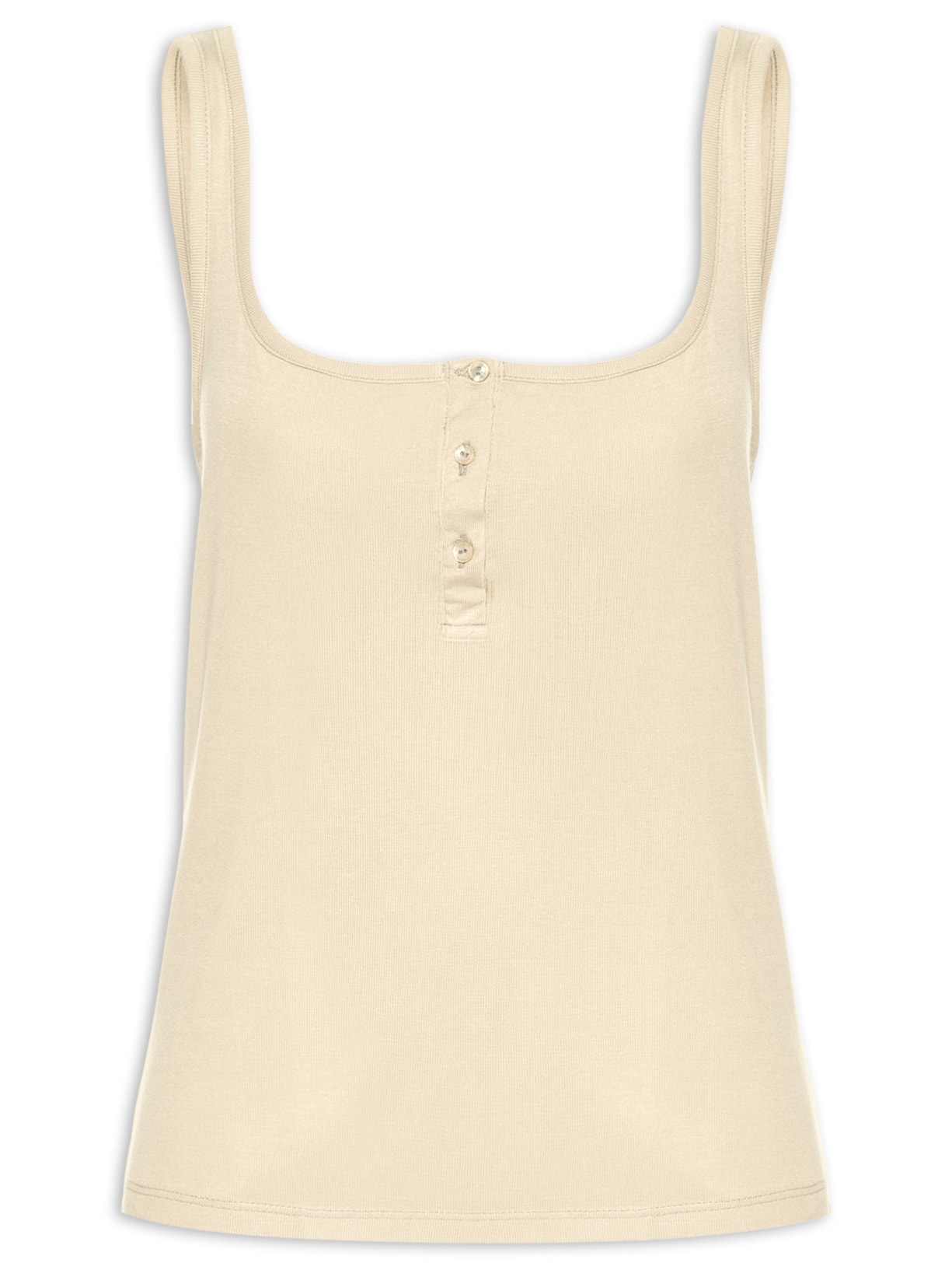 Regata Feminina Rib Botões Frontais Bege Animale Jeans