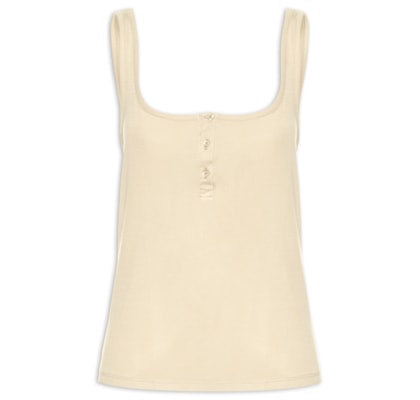 Regata Feminina Rib Botões Frontais - Bege