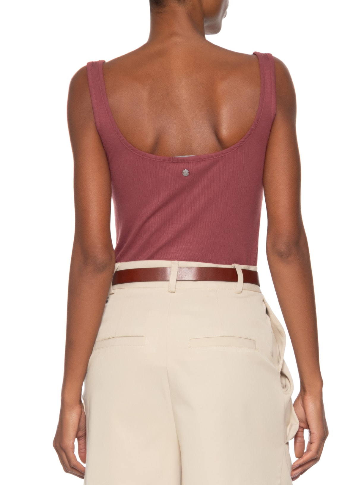 Regata Feminina Rib Botões Frontais Marrom  Animale Jeans