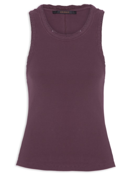 Regata Feminina Rib Com Renda - Roxo