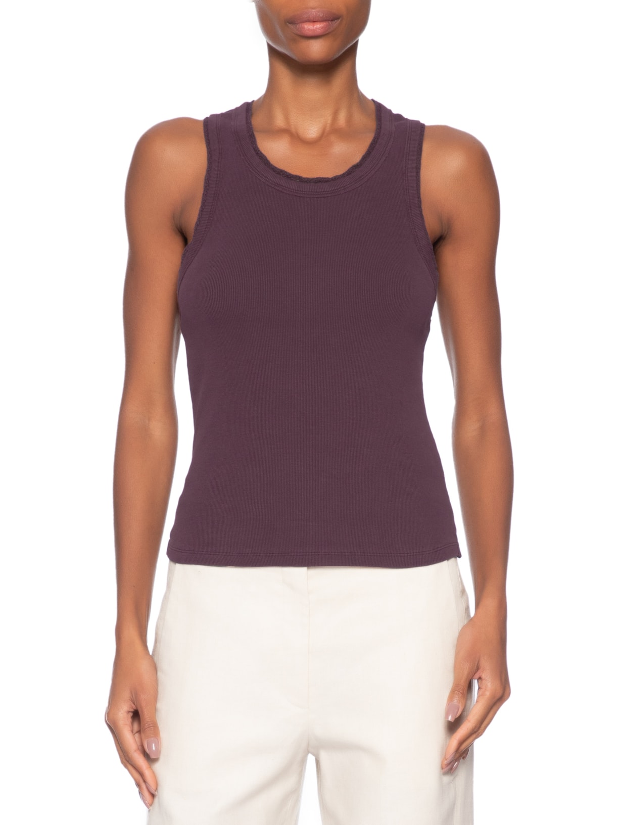 Regata Feminina Rib Com Renda Roxo Animale
