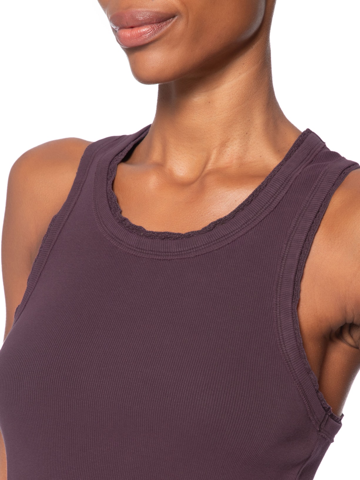 Regata Feminina Rib Com Renda Roxo Animale