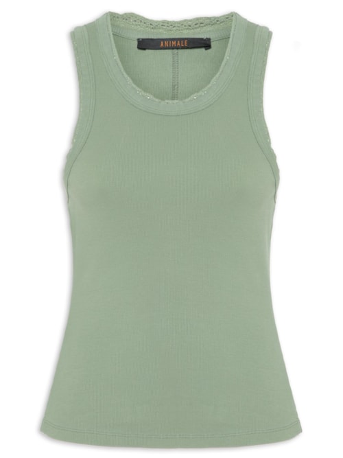 Regata Feminina Rib Com Renda - Verde