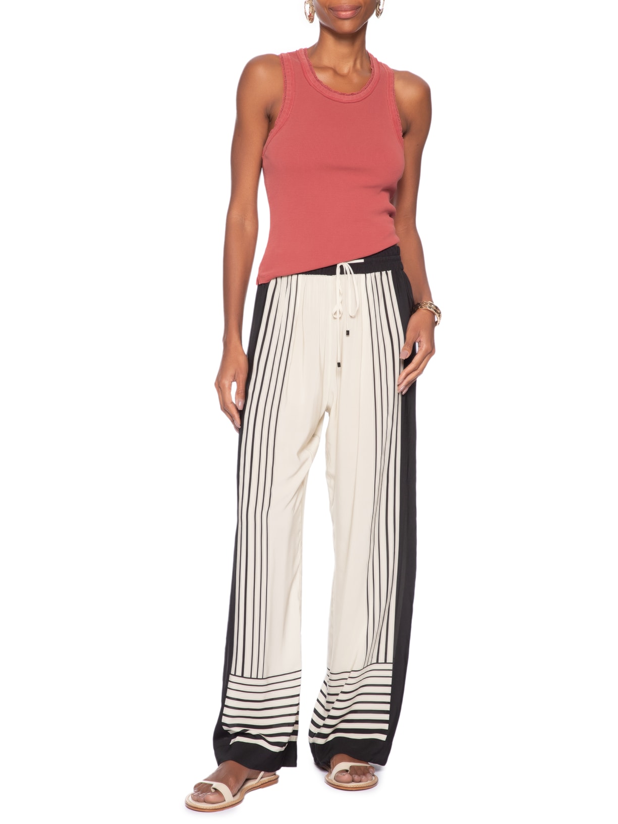 Regata Feminina Rib Com Renda Vermelho Animale