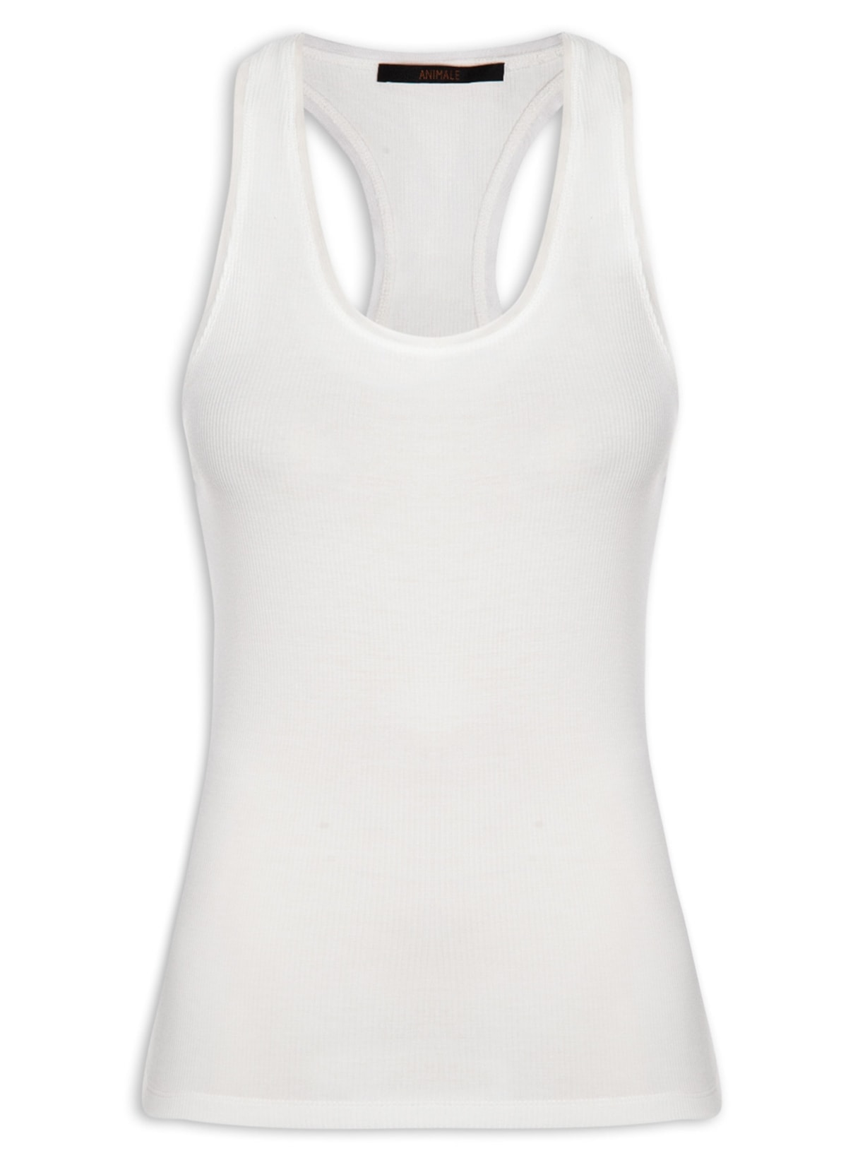 Regata Feminina Rib Detalhe Tule Branco Animale